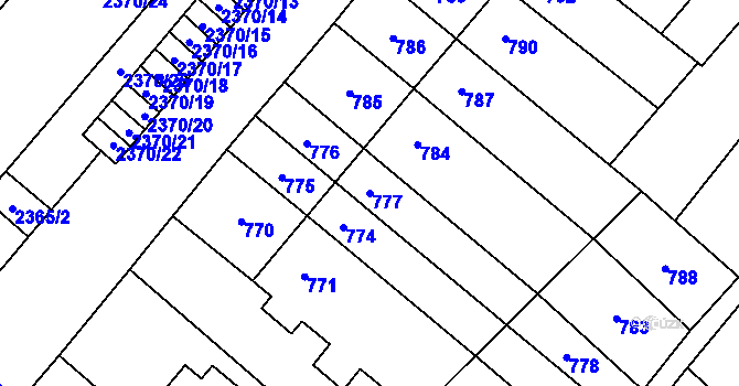 Parcela st. 777 v KÚ Mikulov na Moravě, Katastrální mapa