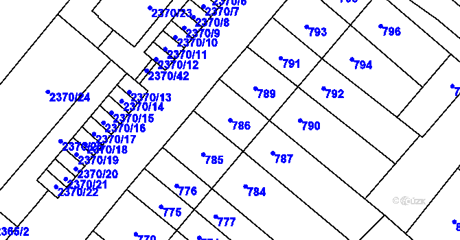 Parcela st. 786 v KÚ Mikulov na Moravě, Katastrální mapa