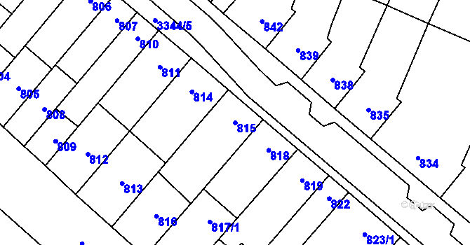 Parcela st. 815 v KÚ Mikulov na Moravě, Katastrální mapa
