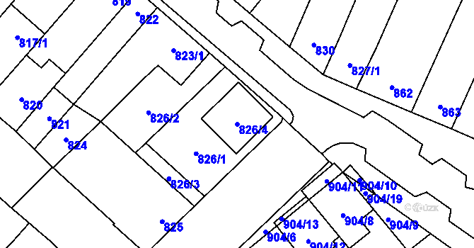 Parcela st. 826/4 v KÚ Mikulov na Moravě, Katastrální mapa