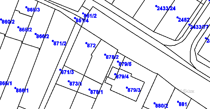 Parcela st. 878/2 v KÚ Mikulov na Moravě, Katastrální mapa