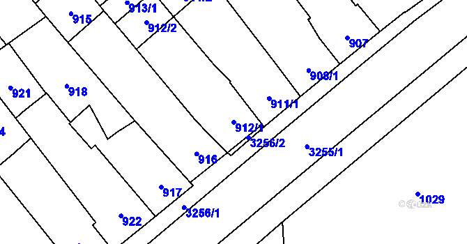 Parcela st. 912/1 v KÚ Mikulov na Moravě, Katastrální mapa