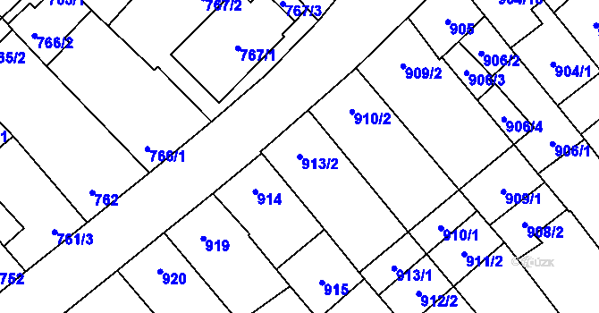 Parcela st. 913/2 v KÚ Mikulov na Moravě, Katastrální mapa