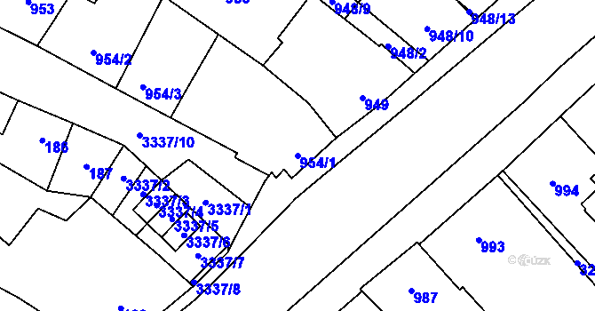 Parcela st. 954/1 v KÚ Mikulov na Moravě, Katastrální mapa