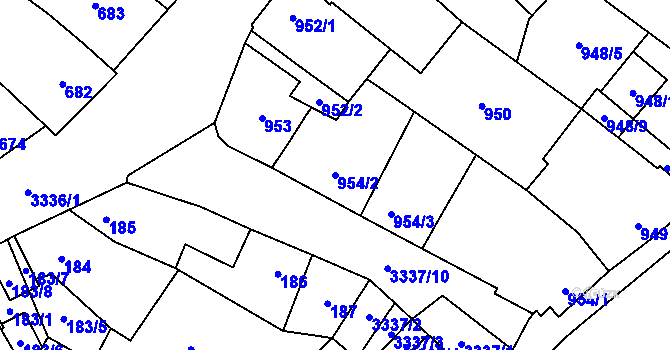 Parcela st. 954/2 v KÚ Mikulov na Moravě, Katastrální mapa