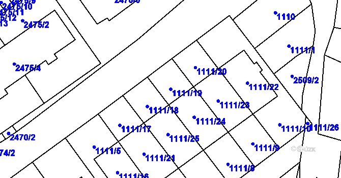 Parcela st. 1111/19 v KÚ Mikulov na Moravě, Katastrální mapa