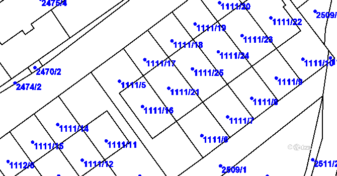 Parcela st. 1111/21 v KÚ Mikulov na Moravě, Katastrální mapa