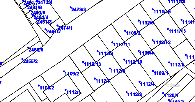 Parcela st. 1112/9 v KÚ Mikulov na Moravě, Katastrální mapa