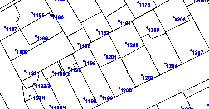 Parcela st. 1201 v KÚ Mikulov na Moravě, Katastrální mapa