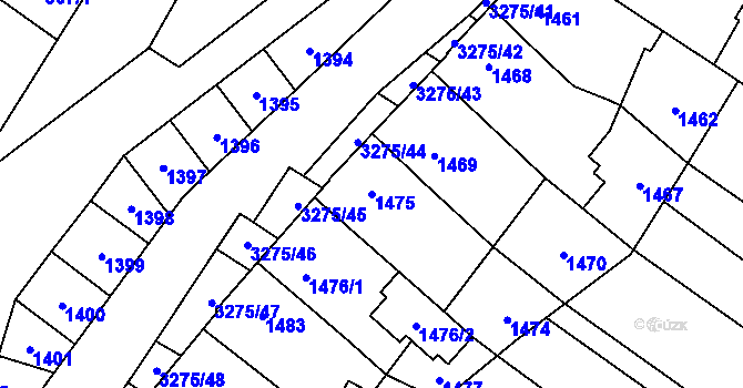 Parcela st. 1475 v KÚ Mikulov na Moravě, Katastrální mapa