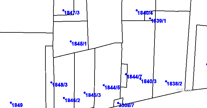 Parcela st. 1844/3 v KÚ Mikulov na Moravě, Katastrální mapa