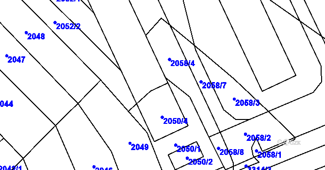 Parcela st. 2050/3 v KÚ Mikulov na Moravě, Katastrální mapa