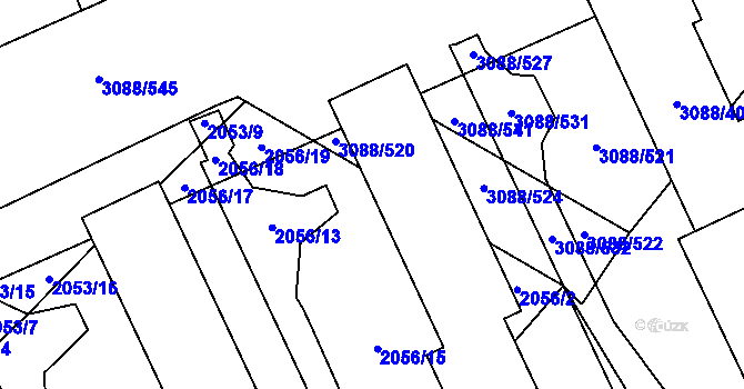 Parcela st. 2056/12 v KÚ Mikulov na Moravě, Katastrální mapa