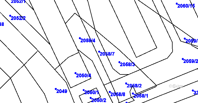 Parcela st. 2058/7 v KÚ Mikulov na Moravě, Katastrální mapa