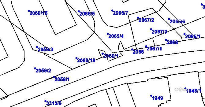 Parcela st. 2060/1 v KÚ Mikulov na Moravě, Katastrální mapa