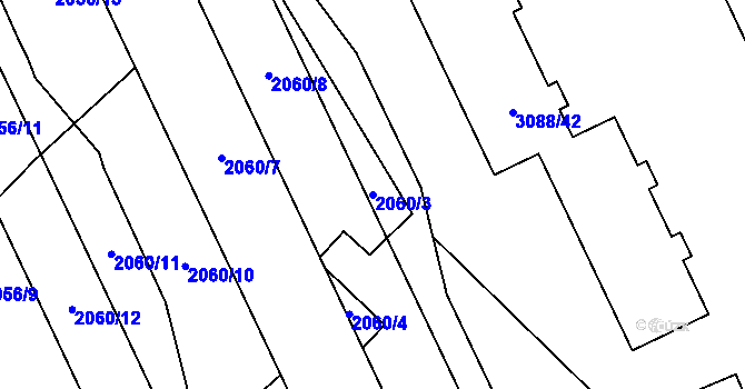 Parcela st. 2060/3 v KÚ Mikulov na Moravě, Katastrální mapa