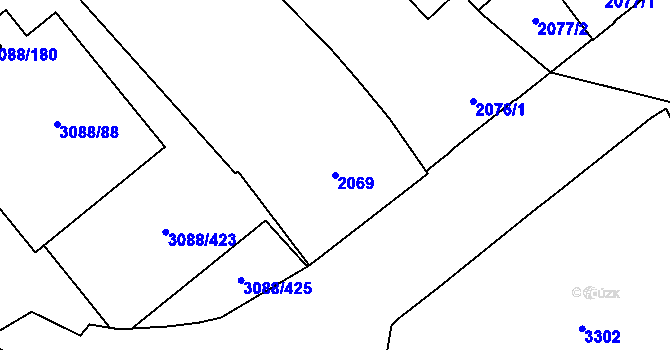 Parcela st. 2069 v KÚ Mikulov na Moravě, Katastrální mapa