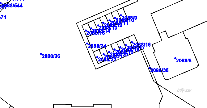 Parcela st. 2088/21 v KÚ Mikulov na Moravě, Katastrální mapa