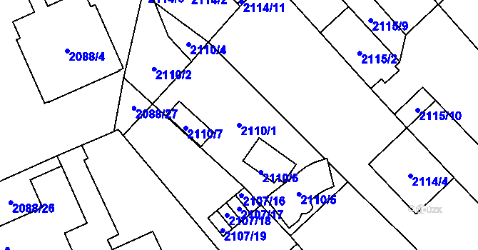 Parcela st. 2110/1 v KÚ Mikulov na Moravě, Katastrální mapa