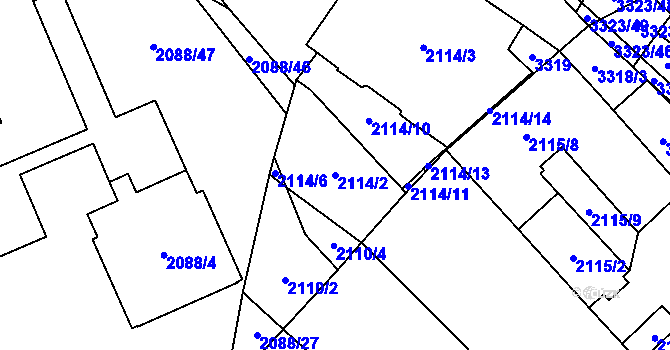 Parcela st. 2114/2 v KÚ Mikulov na Moravě, Katastrální mapa