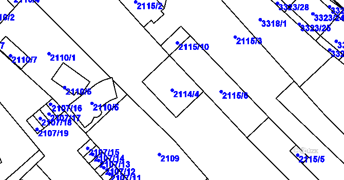 Parcela st. 2114/4 v KÚ Mikulov na Moravě, Katastrální mapa