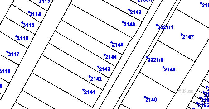 Parcela st. 2144 v KÚ Mikulov na Moravě, Katastrální mapa