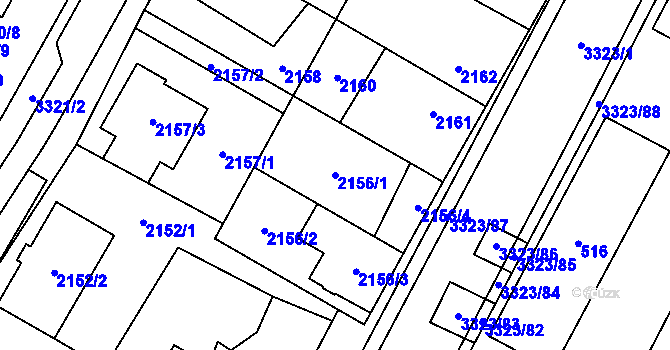 Parcela st. 2156/1 v KÚ Mikulov na Moravě, Katastrální mapa