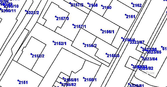 Parcela st. 2156/2 v KÚ Mikulov na Moravě, Katastrální mapa