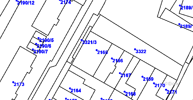 Parcela st. 2165 v KÚ Mikulov na Moravě, Katastrální mapa