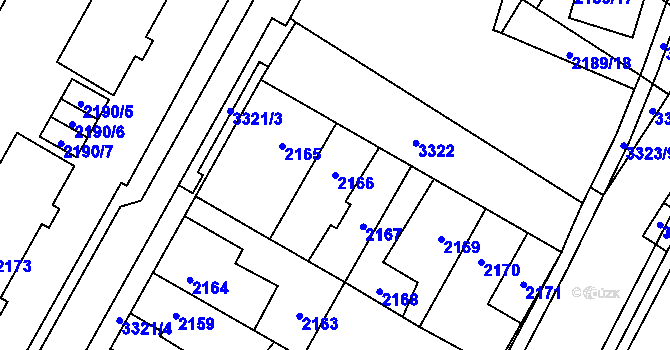 Parcela st. 2166 v KÚ Mikulov na Moravě, Katastrální mapa