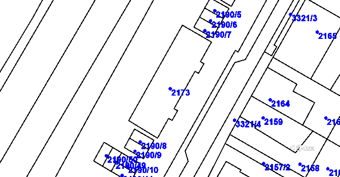 Parcela st. 2173 v KÚ Mikulov na Moravě, Katastrální mapa