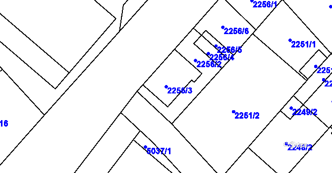 Parcela st. 2256/3 v KÚ Mikulov na Moravě, Katastrální mapa