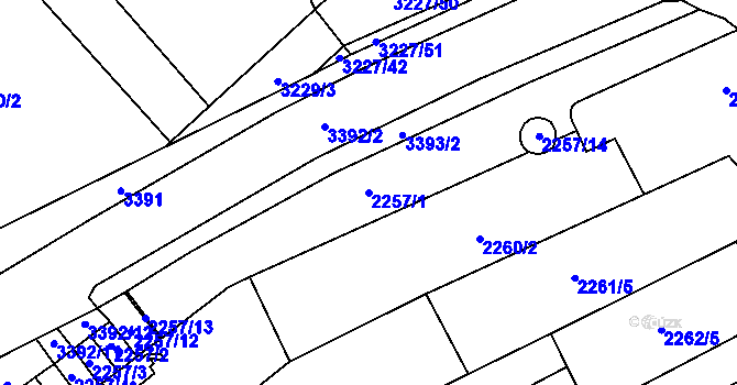 Parcela st. 2257/1 v KÚ Mikulov na Moravě, Katastrální mapa