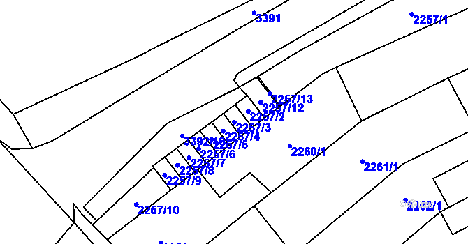 Parcela st. 2257/3 v KÚ Mikulov na Moravě, Katastrální mapa