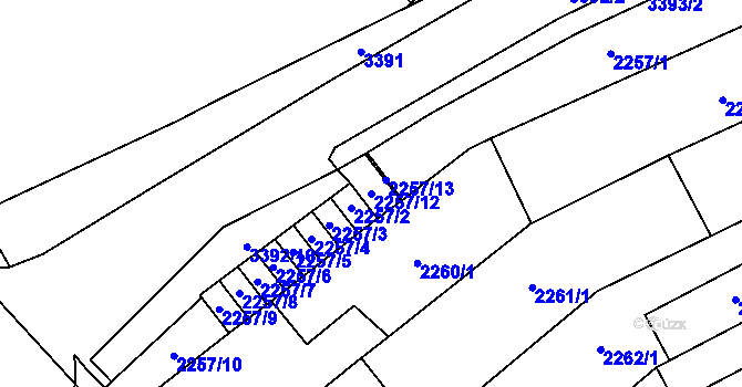 Parcela st. 2257/12 v KÚ Mikulov na Moravě, Katastrální mapa