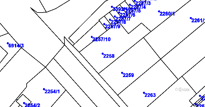 Parcela st. 2258 v KÚ Mikulov na Moravě, Katastrální mapa