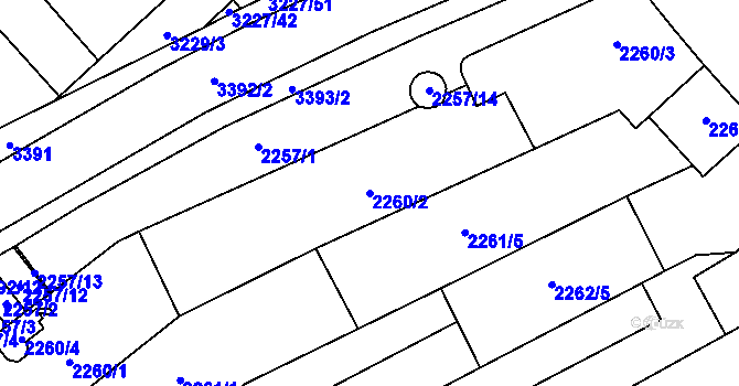 Parcela st. 2260/2 v KÚ Mikulov na Moravě, Katastrální mapa