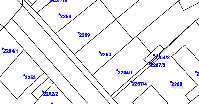 Parcela st. 2263 v KÚ Mikulov na Moravě, Katastrální mapa