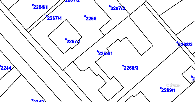 Parcela st. 2268/1 v KÚ Mikulov na Moravě, Katastrální mapa