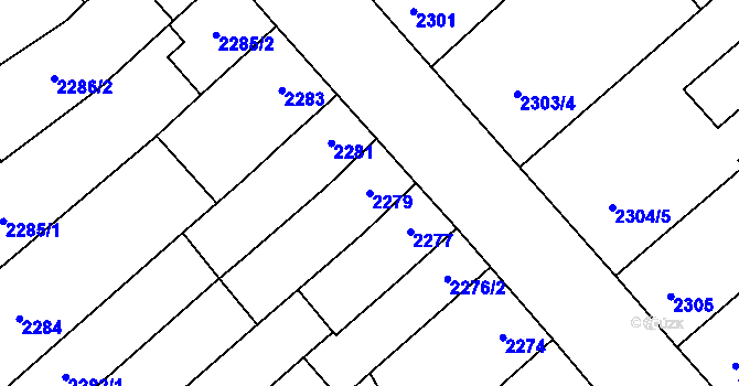 Parcela st. 2279 v KÚ Mikulov na Moravě, Katastrální mapa