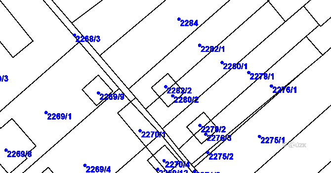 Parcela st. 2282/2 v KÚ Mikulov na Moravě, Katastrální mapa