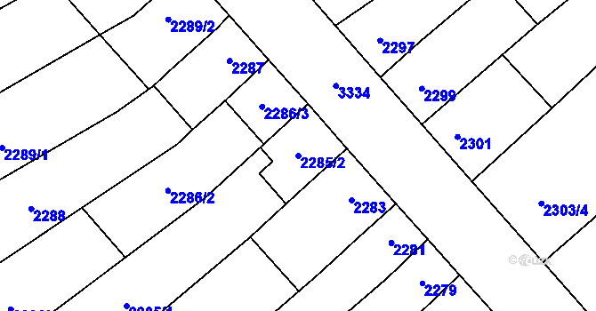 Parcela st. 2285/2 v KÚ Mikulov na Moravě, Katastrální mapa