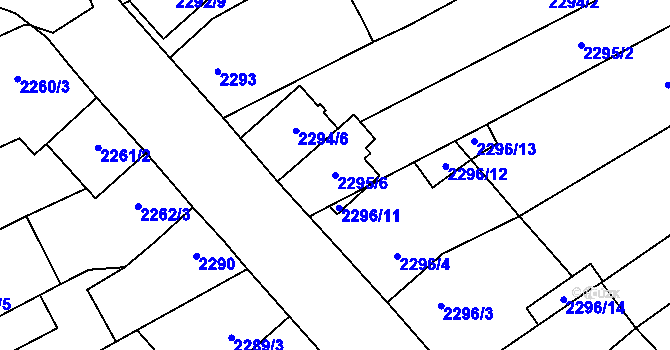 Parcela st. 2295/6 v KÚ Mikulov na Moravě, Katastrální mapa
