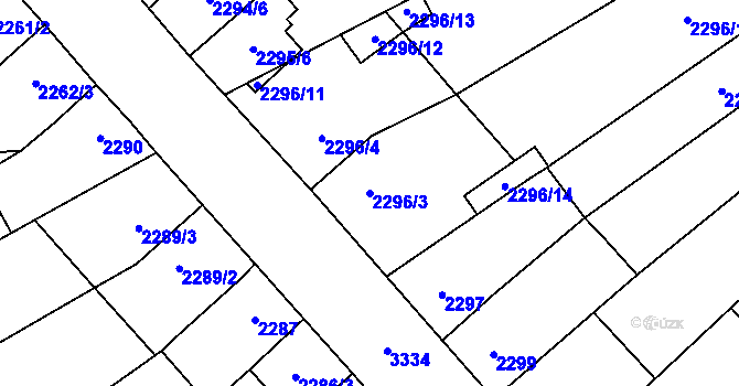 Parcela st. 2296/3 v KÚ Mikulov na Moravě, Katastrální mapa
