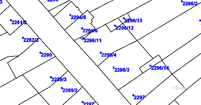 Parcela st. 2296/4 v KÚ Mikulov na Moravě, Katastrální mapa