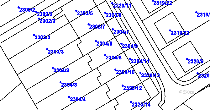 Parcela st. 2304/8 v KÚ Mikulov na Moravě, Katastrální mapa