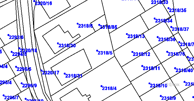 Parcela st. 2318/5 v KÚ Mikulov na Moravě, Katastrální mapa