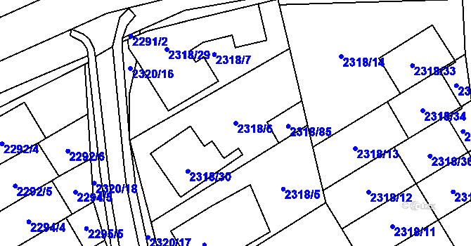 Parcela st. 2318/6 v KÚ Mikulov na Moravě, Katastrální mapa