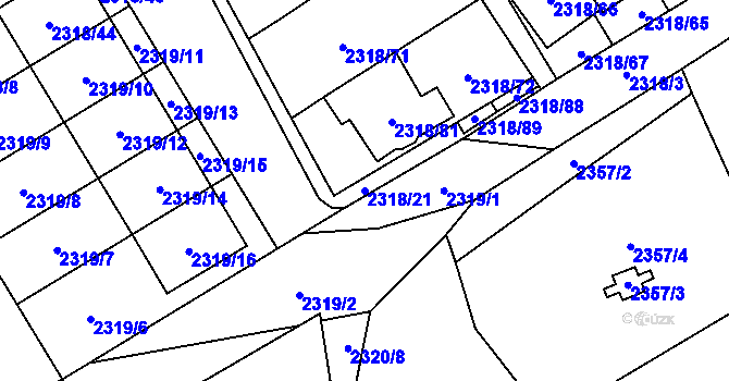 Parcela st. 2318/21 v KÚ Mikulov na Moravě, Katastrální mapa