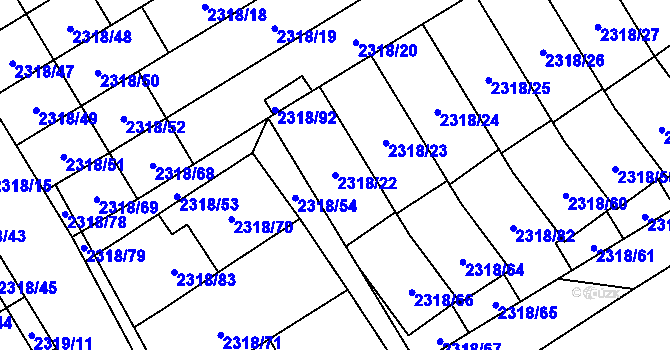 Parcela st. 2318/22 v KÚ Mikulov na Moravě, Katastrální mapa